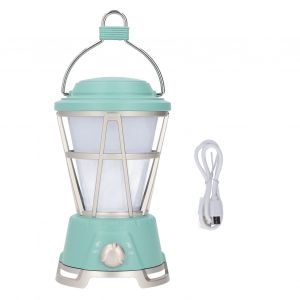 Lanterne De Camping A Led, 2 Modes D'eclairage, Energie Solaire, Chargement De Type C, Gradation Continue, Lanterne Led Pour Randonnee, Camping, Urgence, Verte - Neuf