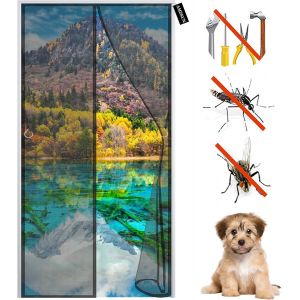 Magnetic Mosquito Net For Doors, 100 X 190 Cm, Insect Protection, Automatic Closure For Balcony, Living Room, Hallway, Window, Easy To Install Without Drilling, Black - Neuf