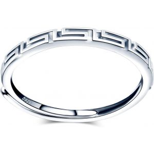 Kahfl-Bague Pour Femme Fille En Argent 925 Grec Géométrique Clé Anneau De Bande Réglable Bijoux Fantaisie - Neuf