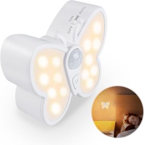 Cmjaagur-Lampe De Nuit Detecteur De Mouvement Veilleuse Led Papillon Rechargeable Applique Murale Sans Fil Applique Murale Avec Fonction On/Off/Auto Pour Chambre, Couloir, Escalier[M2123] - Neuf