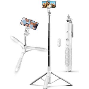 180Cm Trepied Smartphone, Extensible Perche A Selfie Trepied, Tr&eacute;pied Pour T&eacute;l&eacute;phone Avec T&eacute;l&eacute;commande D&eacute;tachable Compatible Avec Iphone 15/14/13/12, Samsung, Appareil Photo Et Gopro - Neuf
