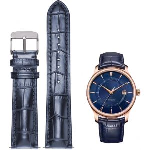 Kal-Bracelets De Montre En Cuir Gaufré Crocodile Véritable Rapide Etanche 12 To 24mm Bracelets De Montre Italie Cuir Argent Inoxydable Bande De Remplacement Femme Homme - Neuf