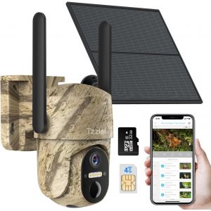 lbgwp60-Camera Chasse 4G Avec Carte Sim,Camera De Surveillance Exterieur Video En Direct,2K Vision Nocturne Couleur, Détection De Mouvemen Pir,Audio Bidirectionnel,Ip66 - Neuf