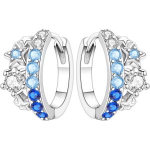 Kal-Boucles D'oreilles Créoles En Argent Sterling 925 Avec Zircone Cubique - Cadeau Pour Femme, Mère Et Leurs Proches - Neuf