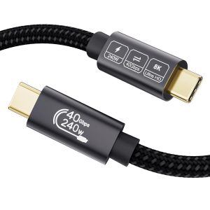ERYI-Câble Usb 4 Avec Câble Thunderbolt 4,Hdr Vidéo 8K@60Hz 4K@144Hz,240W 48V/5A Pd3.1,Données 40Gbps Thunderbolt 3 1M Pour Pssd,Macbook,Iphone 16,Iphone 15, Ipad,Galaxy S24,Dockings,Egpu,Switch - Neuf