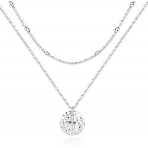 KAL-Collier Croix Femme Chrétienne Chaîne Courte Crucifix Rigide Léger Mince Petit - Neuf