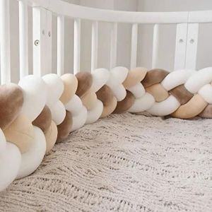 4m Icegrey Tour De Lit 3 Tissage Bébé Coussin Serpent Tressé Pare-Choc Velours Protection Lit Bumper Pépinière ,A5 - Neuf