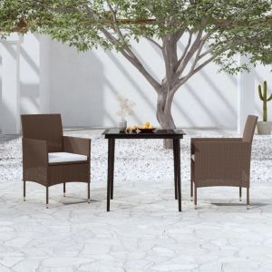 Prolenta Premium - Ensemble &Agrave; Manger De Jardin Avec Coussins 3 Pcs Marron Et Noir - Neuf