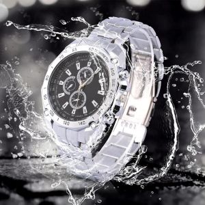 Hommes &Eacute;l&eacute;gants M&acirc;le Analogique Montre &Agrave; Quartz Bande D'alliage Bo&icirc;tier En M&eacute;tal Rond Montre-Bracelet Cadran Noir - Neuf