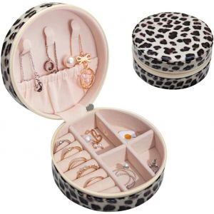 Petit Coffret &Agrave; Bijoux De Voyage Rond, Mini Bo&icirc;te &Agrave; Bijoux De Voyage Pour Femmes Et Filles, Cadeaux Pour Hommes, Femmes Et Filles, Cadeaux De P&acirc;ques (L&eacute;opard) - Neuf