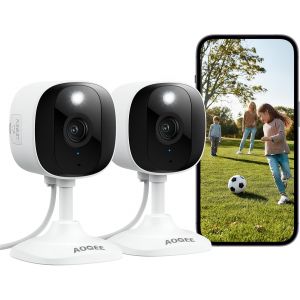 2K Camera Surveillance Wifi Exterieur/Interieur - Caméras De Surveillance Étanche Ip65, Détection Humaine Ai, Vision Nocturne Couleur, Sirène, Compatible Avec Alexa (Lot De 2) C1 - Neuf