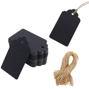 Noir - Paquet De 100 Étiquettes De Cadeaux De Haute Qualité Avec De La Ficelle - Disponible Avec Les Étiquettes De Prix En Duplex - Neuf