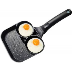 Letnerny-Poêle À Frire Aux ?ufs Antiadhésive 3 En 1, Poêle À Frire Petit - Déjeuner À 3 Sections Avec Poignée Résistante À La Chaleur, Idéale Pour La Cuisson À La Maison - Neuf