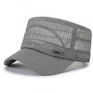 Chapeau Plat Réglable En Maille Complète Respirante Chapeau De Soleil De Plage Chapeau De Soleil Extérieur (Gris) - Neuf