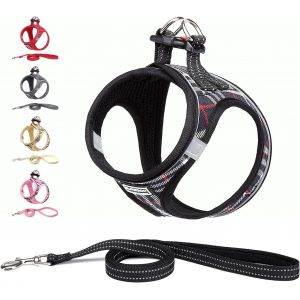 Harnais Chien Et Laisse - Respirant - R&eacute;fl&eacute;chissant - Step-In Harnais Pour Chiens, Gilet Rembourr&eacute; Confort Mesh Doux Pour Petite Chiens Chats Pour Marcher, Courir (Rose, M) - Neuf