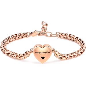 Tianyi-Mnicremation Bracelet Urne Pour Cendres Avec Médaillon En Forme De Coeur, Bracelet Funéraire Réglable Pour Cendres Pour Femme ¿ Always In My Heart - Neuf