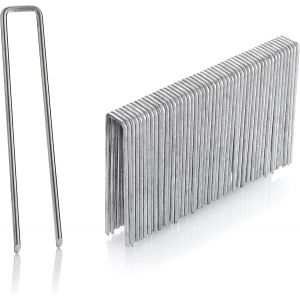 jum-Lot De 50 Piquets D'Ancrage Galvanisés Longueur : 100Mm Largeur : 13Mm Diamètre : 2,9Mm Ancrage De Fixation Au Sol Pour Le Jardin En Acier Galvanisé Piquets Pour Fixation De - Neuf