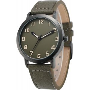 Montre Pour Homme Avec Grand Cadran Blanc,Chiffres Arabes,Ceinture Noire,Montre Pour Homme.[J522] - Neuf