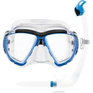 Cressi Big Eyes & Seal Dry Combo - Masque & Tuba Innovants Pour Plong&eacute;e & Snorkeling, Clear/Azure. - Neuf