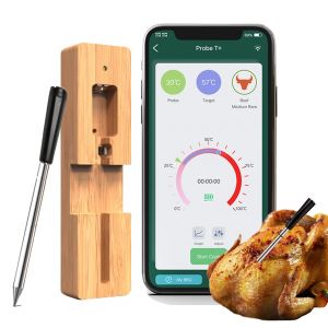 Ulteronixshop-Sonde Temperature Cuisine 50m Thermom&egrave;tre Cuisine Sans Fil &Eacute;tanche Bluetooth Thermom&egrave;tre &agrave; Viande Pour Gril, Cuisine, Barbecue, R&ocirc;tissoire, Bluetooth la T&eacute;l&eacute;commande avec Intelligent App - Neuf