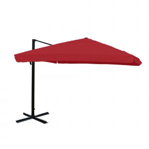 Parasol D&eacute;port&eacute; 3 X 4 M &Oslash; Env. 5 M Polyester Et Aluminium 26 Kg Bordeaux Avec Volant Rotatif Sans Pied 04_0007986 - Neuf