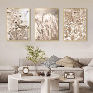 Ayuhr-Affiche De Décoration D'intérieur Beige - Décoration Moderne De Plante De Roseau - Peinture De Paysage - Chambre À Coucher, Salon, Bureau - Décoration Murale - Sans Cadre (Style 1,30 X 40 Cm X - Neuf