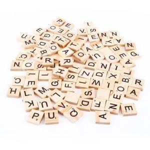 Tuiles En Bois - Boh - Scrabble - 100 Pièces - Lettres Et Nombres - Jouet Éducatif - Neuf