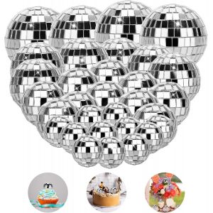 32 Pi&egrave;ces Boule &Agrave; Facette Kit, Boule Disco Brillant, Deco Disco R&eacute;utilisable, Mini Boule Disco Pour D&eacute;coration De G&acirc;teaux, F&ecirc;te, Bar, D&eacute;coration De Vacances(Argent) - Neuf