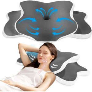 Oreiller Ergonomique Cervical Oreiller Memoire Forme, Oreiller Cervicales Douloureuses, Oreiller Ergonomique À Mémoire De Forme Pour Les Dormeurs Sur Le Côté, Le Dos Et Le Ventre -Gris - Neuf