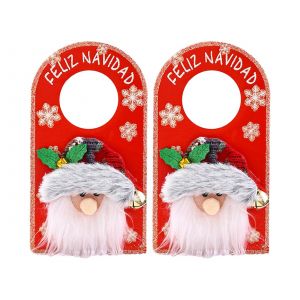 D&eacute;coration de No&euml;l pour poign&eacute;e de porte avec le P&egrave;re No&euml;l - 2 pi&egrave;ces - Neuf