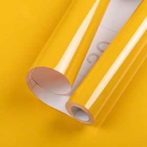 ERYI-Papier Adhesif Pour Meuble Autocollant, Papier Peint Rouleau Film Revetement Vinyle Adhesif, Cuisine Plan De Travail Salle De Bain Murs Jaune Paillettes Brillant 30Cmx3M - Neuf