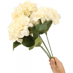 Lot de 2 hortensias artificiels en soie ¿ Pour bouquet de fleurs, maison, mariage, centre de table, décoration de fête (champagne) - Neuf