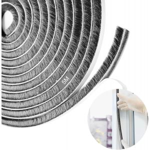 Joint Brosse Porte Coulissante,9 Mm(B) X 9 Mm(D) X 5 M(L) Joint Porte Adhésif, Bande De Brosse Autocollante Anti-Poussière Convient Pour L'isolation La Protection Contre Le Vent - Neuf