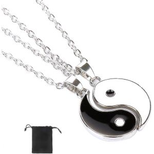 Trahoo-Lot De 2 Colliers Lot De Couple Yin Yang Taichi Bff Chaîne D'amitié Ying Yang Pendentif Collier Pour Couples Bijoux,Pour Meilleurs Amis, Amoureux Et Couples - Cadeaux, Silber - Neuf