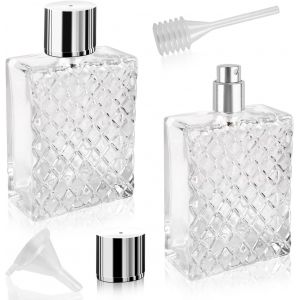2 Pièces Flacon Parfum Vide,Vaporisateur Parfum Rechargeable 100ml,Vaporisateur Parfum Vide Portable,Flacon Parfum Rechargeable avec Pipettes et Entonnoirs pour Parfum,Voyage,Cosmétique,B - Neuf