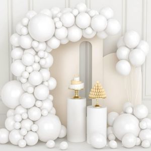 106 pcs Ballons Blanc Ballons en Latex 5 10 12 18 pouces Kit de Guirlande de Ballon Blanc avec Ruban pour Femmes Gar&ccedil;ons Filles F&ecirc;te d'Anniversaire Mariage pique-nique douche de Mari&eacute;e D&eacute;corations - Neuf