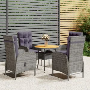 Prolenta Premium - Ensemble De Bistro De Jardin 5 Pcs R&eacute;sine Tress&eacute;e Gris - Neuf