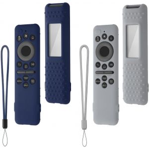 MEVRONISSHOP-tui de Protection en Silicone la T&eacute;l&eacute;commande Compatible avec Samsung BN59-01480A Solar Smart TV 2025, Antid&eacute;rapante Couvrir pour TM2560E, BN59-01432A, BN59-01455A (Gris + Bleu) - Neuf