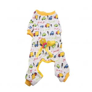 Hjlian Pyjama Pour Petit Chien, Combinaison A Noud Et Fleurs, Vetements De Nuit Pour Chiots, Jaune, Taille Xl - Neuf