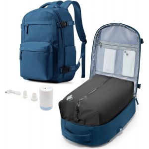 Sac A Dos Sous Vide De Voyage Cabine Avion Avec Pompe-Sac De Compression Avec Airbag,Port Usb,Bagage &Agrave; Main 45x36x20 Imperm&eacute;able -Bleu Paon - Neuf