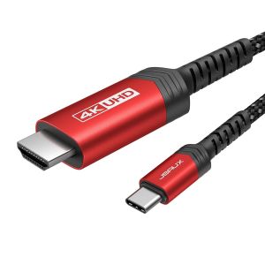 Câble USB C vers HDMI 5M [4K@60Hz], USB Type C vers HDMI [Thunderbolt 3] Compatible avec MacBook Pro 2021, Macbook Air, iPad Pro 2020, Samsung Galaxy S22/ S21, Surface Book 2 Usw - Rouge - Neuf