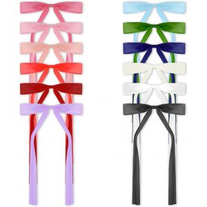 Lbgwp60-Lot De 12 N?uds À Cheveux En Ruban De Satin, Style Français, Pinces À Cheveux Avec Longue Queue De Cheval Et Pince À Ressort En Métal, Accessoires Pour Cheveux Pour Femmes Et Filles (Multicol - Neuf