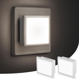 Lohas Veilleuse Led, Veilleuse Murale Avec Cellule Photo&eacute;lectrique Cr&eacute;pusculaire, 6000k Blanc Froid, Escaliers, Couloir, Cuisine, Chambre &Agrave; Coucher, Lot De 2 - Neuf