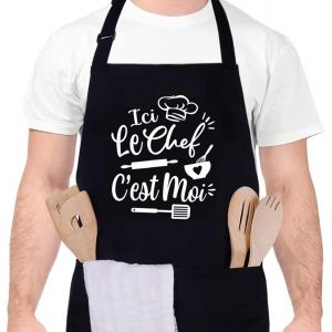 Loranka-Tablier De Cuisine Pour Homme, Tabliers De Cuisine &Eacute;tanche R&eacute;glable Tablier Barbecue Avec Poches Id&eacute;e Cadeau F&ecirc;te Des P&egrave;res - Neuf