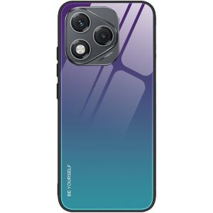 Kal-Coque Pour Honor 400 Lite 5g, Ultra Mince Silicone Tpu Souple Bumper Étui Arrière Mode Dégradé De Couleur En Verre Trempé Housse Antichoc Case, Bleu Dégradé - Neuf