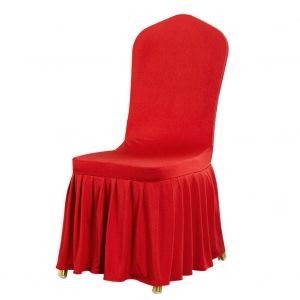 Hjlian Housse De Chaise Extensible A Jupe Plissee Amovible, Pour Hotel, Mariage, Salle A Manger (Rouge) - Neuf