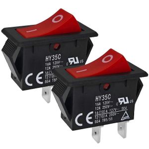 Interrupteur a bouton-poussoir HY35C (lot de 2) - Interrupteur a bascule marche/arret 2 broches CA 125/250 V 16/12 A pour applications industrielles - Neuf
