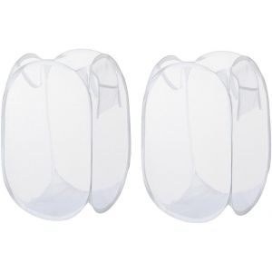 LETNERNY-Lot De 2 Paniers À Linge Pliables En Maille, 25 L, Panier À Linge Sale Pour Chambre À Coucher, Salle De Bain, Blanc - Neuf