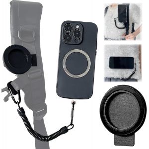 Support Magn&eacute;tique Pour T&eacute;l&eacute;phone, Clip De Sac &Agrave; Dos De T&eacute;l&eacute;phone Portable Avec Cordon &Agrave; Ressort, Clip Ceinture Pour La Randonn&eacute;e V&eacute;lo, L'escalade, L'ext&eacute;rieur-Ytj Black[Z551] - Neuf