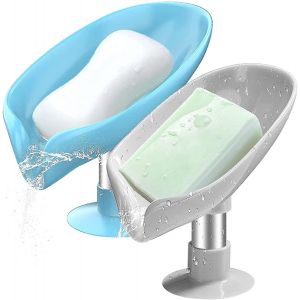 Lot de 2 porte-savons auto-drainants avec ventouse - Neuf